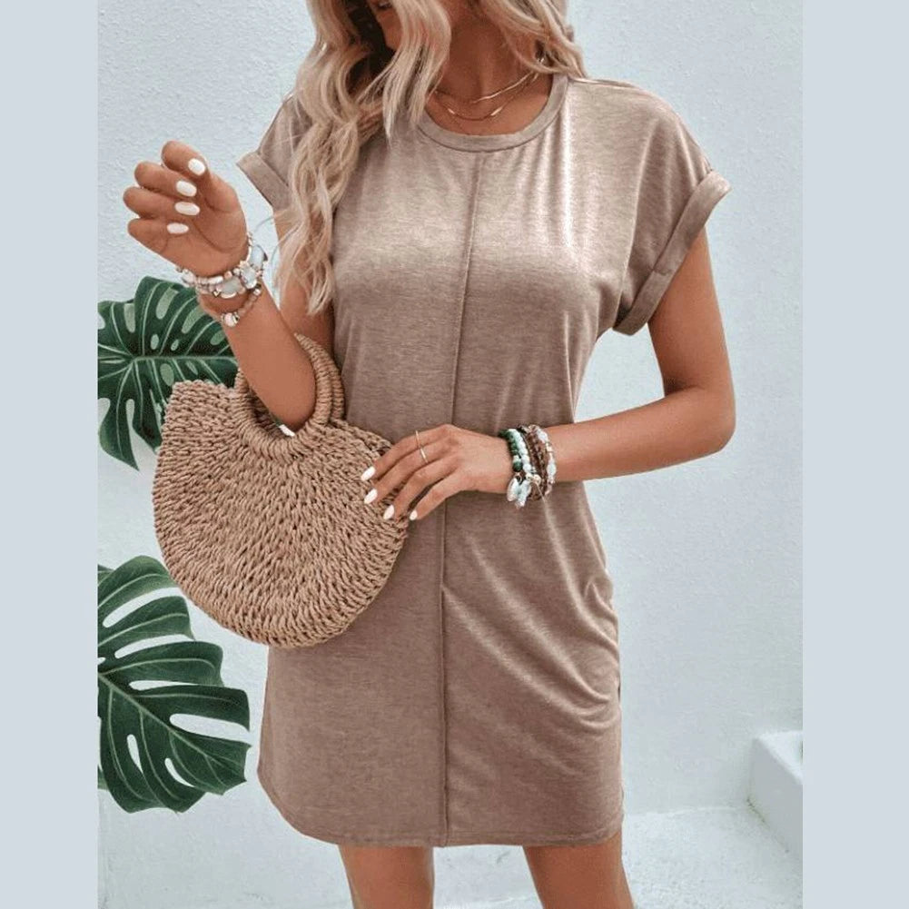 Alltag Freizeitkleid für Damen einfarbig für lustige